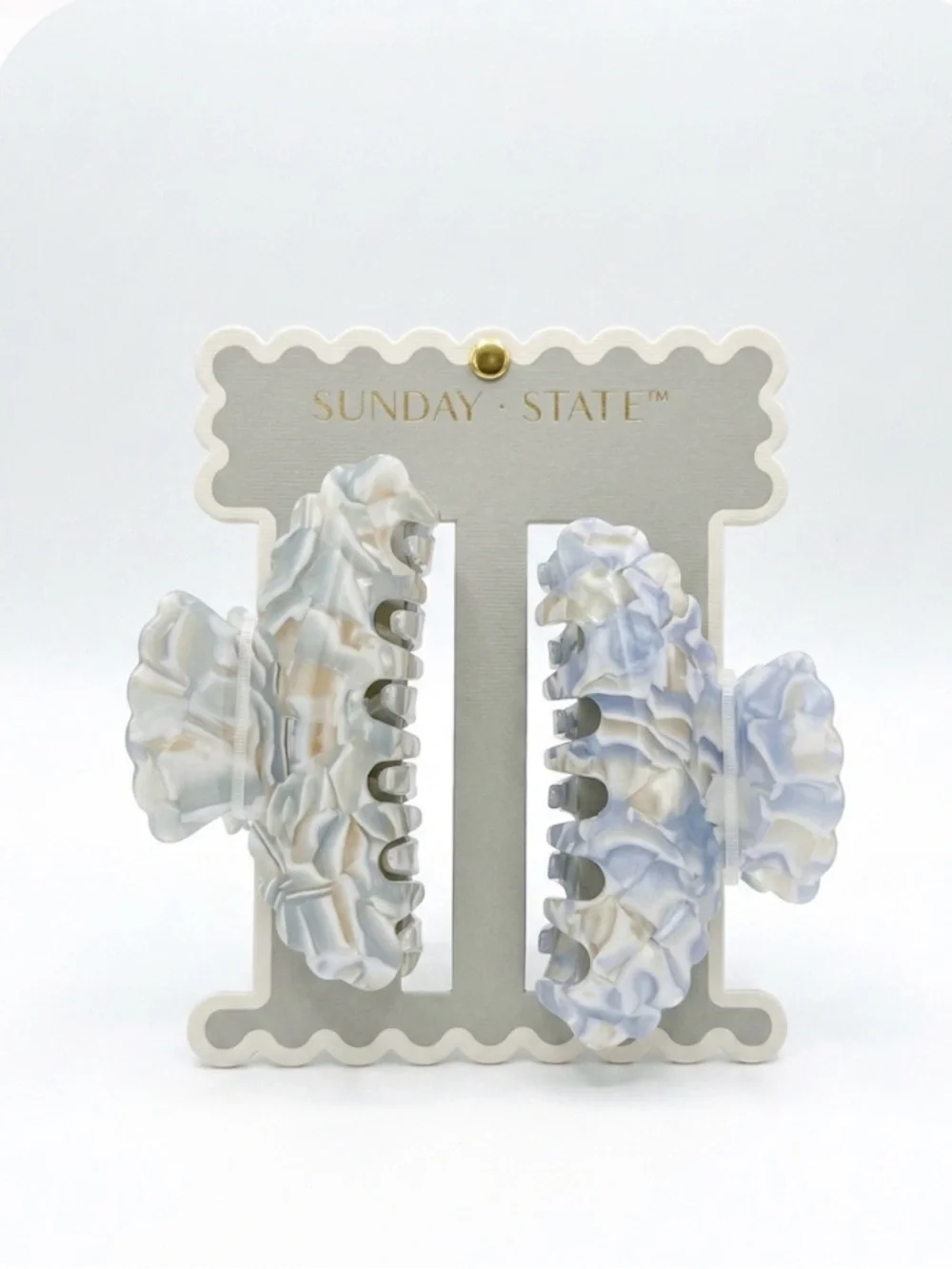 NWT ⚜️🩵⚜️ Sunday State Marble Resin Hair Claw Clip Set of 2